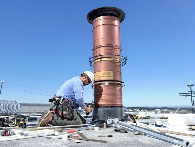Installed chimney liner by Sudbury Chimney Sweep in Sudbury, MA