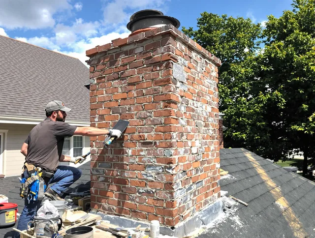 Completed chimney rebuild by Sudbury Chimney Sweep in Sudbury, MA