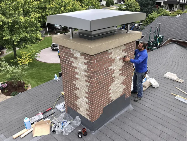 Sudbury Chimney Sweep team working on a custom chimney remodel in Sudbury, MA
