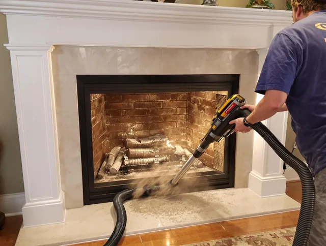 Fireplace cleaning performed by Sudbury Chimney Sweep in Sudbury, MA