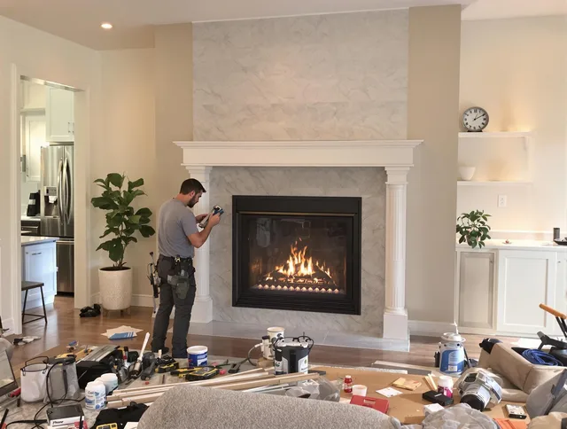 Newly installed fireplace by Sudbury Chimney Sweep in Sudbury, MA
